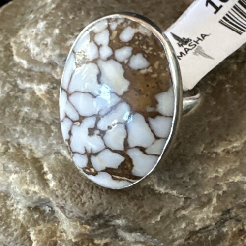 Men's and Women's Wild Horse Turquoise Ring | Navajo Sterling Silver | Sz 8.5 | 10494