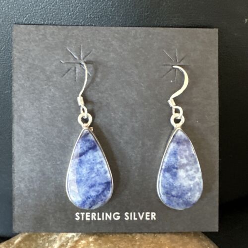 Blue Denim Lapis Dangle Earrings | Sterling Silver | 1" | 15807