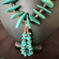 Santo Domingo Spiny Blue Kingman Turquoise Shell Jacla Necklace | 29" | Authentic Native American Handmade | 16000