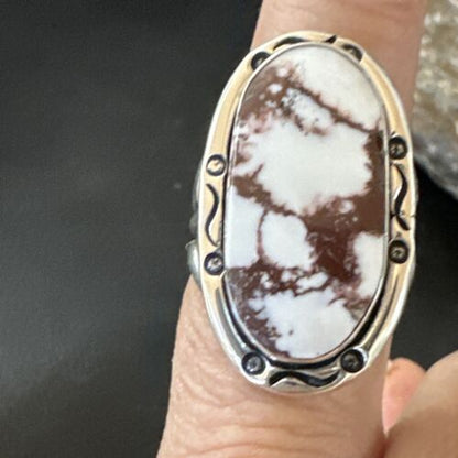 Women's Wild Horse Turquoise Ring | Navajo Sterling Silver | Sz 9 | Authentic Native American Handmade | 16471