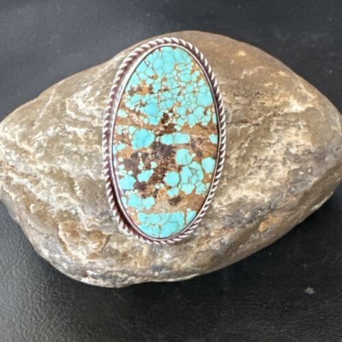 Men's Women's Blue Turquoise #8 Navajo Ring | Sterling Silver | Sz 10 | Authentic Native American Handmade | 16640