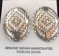 Native American Handmade Oval Earrings | Stamped Sterling Silver | 3743