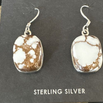 Navajo Wild Horse Turquoise Dangle Earrings | Sterling Silver | Authentic Native American Handmade | 15747