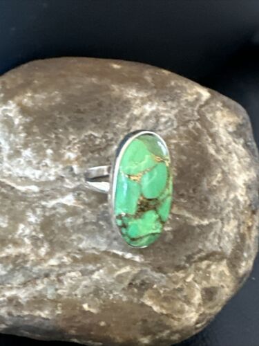 Southwestern Navajo Green Mojave Turquoise Ring | Sterling Silver | Sz 6 | 15598