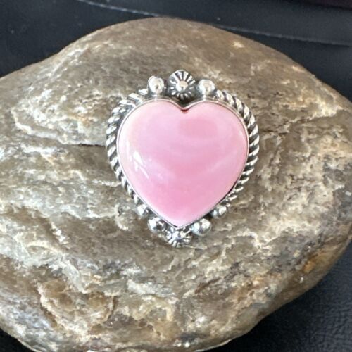 Navajo Pink Conch Heart Ring | Handmade | Sz 9.5 | 16040