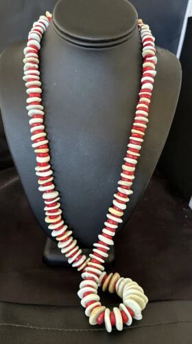 Navajo Sterling Silver Blue Howlite & Red Coral Necklace | Authentic Native American | 30"