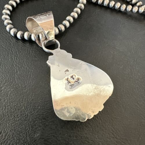 Men's Spiderweb Turquoise Pendant | Navajo Pearls Sterling Silver Necklace | Authentic Native American Handmade | 17068