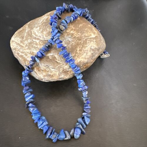 Men's Women's Lapis Lazuli Necklace | Navajo Sterling Silver | 20" | Authentic Native American Handmade | 17379