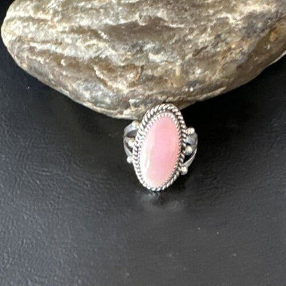 Navajo Oval Pink Conch Ring | Sz 8 | Authentic Native American Handmade | 16046