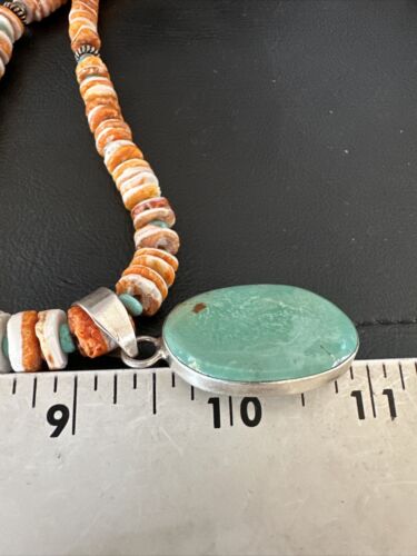 Navajo Green Turquoise Pendant | Sterling Silver | Authentic Native American Handmade | 17452