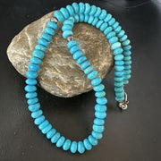 Navajo Blue Turquoise Necklace | Sterling Silver Pearls | 19" | Authentic Native American Handmade | 16953