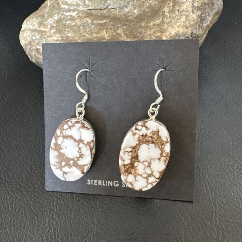 Navajo Wild Horse Turquoise Dangle Earrings | Sterling Silver | Authentic Native American Handmade | 15745