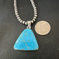 Blue Kingman Turquoise Pendant | Navajo Pearls | Sterling Silver Necklace 20" | 17009