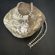 Men's White Buffalo Turquoise Pendant Necklace | Navajo Pearls | Sterling Silver | Native American Handmade | 17334