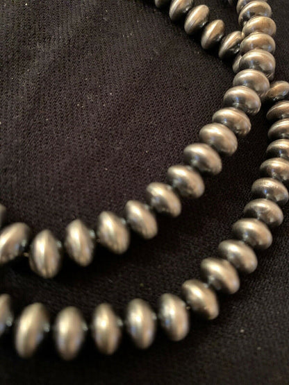 Handmade Navajo Pearls Sterling Silver Bead Necklace | Southwestern Rondelles | 21" | 4665