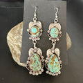 Navajo Blue Turquoise #8 Dangle Earrings | Sterling Silver | Authentic Native American Handmade | 16908