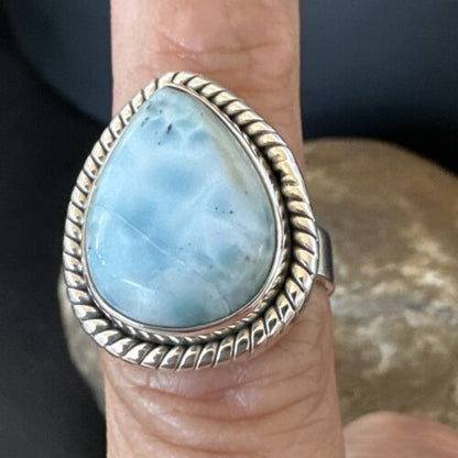 Navajo Blue Larimar Ring | Sterling Silver | Sz 6 | Authentic Native American Handmade | 16605