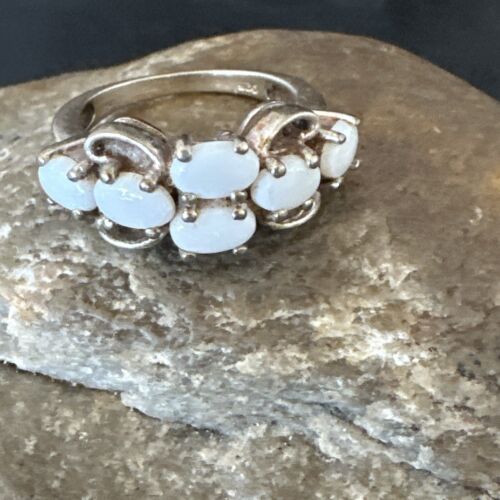Navajo White Opal Multi-Stone Ring | Authentic Native American Sterling Silver | Multi-Stone | Sz 7 | 17157