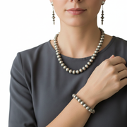 3-Piece Sterling Silver Navajo Pearl Set | 6mm Necklace, 10-14mm Bracelet & 1.5" Dangle Earrings | Authentic Native American Handmade