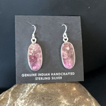 Purple Mojave Turquoise Dangle Earrings | Sterling Silver | Authentic Native American Handmade | 15781