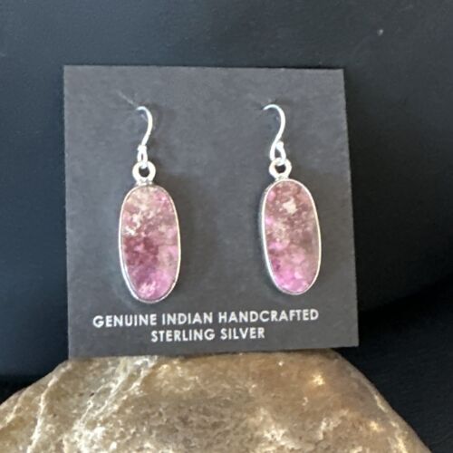 Purple Mojave Turquoise Dangle Earrings | Sterling Silver | Authentic Native American Handmade | 15781