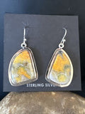 Navajo Bumblebee Jasper Earrings | Sterling Silver | Authentic Native American Handmade | 15826