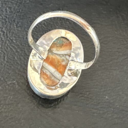 Navajo Turquoise Spiny Oyster Ring | Sterling Silver | Sz 8 | Authentic Native American Handmade | 16614
