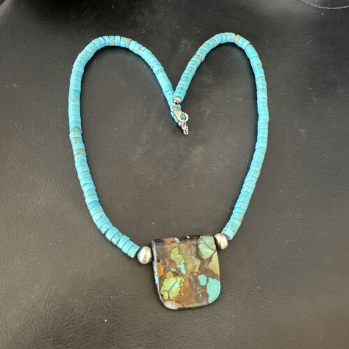 Navajo SpiderWeb Turquoise Heishi Pearls Necklace | Sterling Silver | 20" | 17033