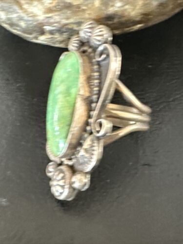 Navajo Green Turquoise Ring | Sterling Silver | Sz 8 | Authentic Native American Handmade | 15918