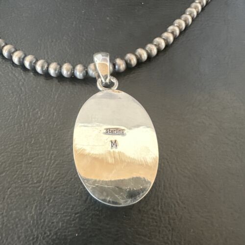 Navajo Blue Kingman Turquoise Pendant Necklace | Sterling Silver | 20" | Authentic Native American Handmade | 16687