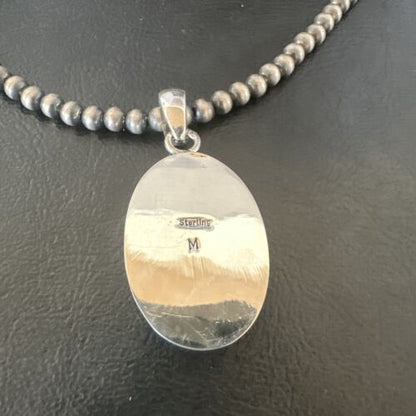 Navajo Blue Kingman Turquoise Pendant Necklace | Sterling Silver | 20" | Authentic Native American Handmade | 16687