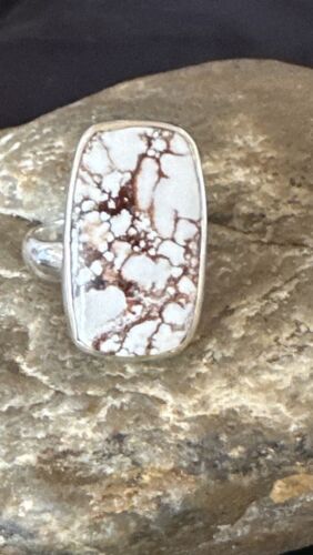 Men's Women's Wild Horse Turquoise Ring | Navajo Sterling Silver | Sz 7 | Authentic Native American Handmade | 17283