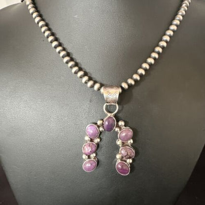 Navajo Horseshoe Naja Purple Sugilite Pendant Necklace | Sterling Silver | Authentic Native American Handmade | 15750