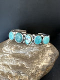 Women's Blue Turquoise 5-Stone Cuff Bracelet | Navajo Sterling Silver | Authentic Native American Jewelry | 16280