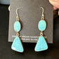 Navajo Blue Kingman Turquoise Dangle Earrings | Sterling Silver | Authentic Native American Handmade | 15103