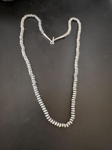 Navajo Pearl Sterling Silver Saucer Bead Necklace | Hand Strung 5mm | 20" | Authentic Native American | 60520