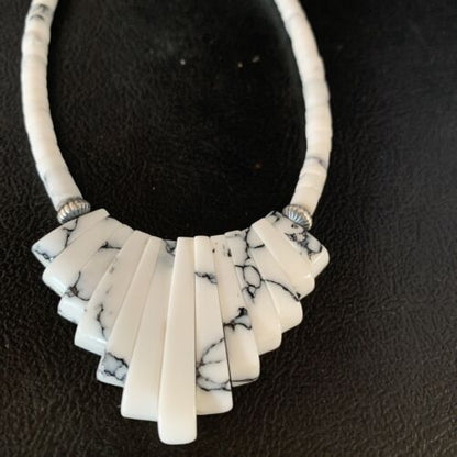 Navajo White Howlite Heishi Pearls Bead Necklace | Sterling Silver | Authentic Native American Handmade | 20" | 14209