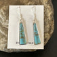 Navajo Blue Turquoise Inlay Earrings | Sterling Silver | 1" | Authentic Native American Handmade | 15699