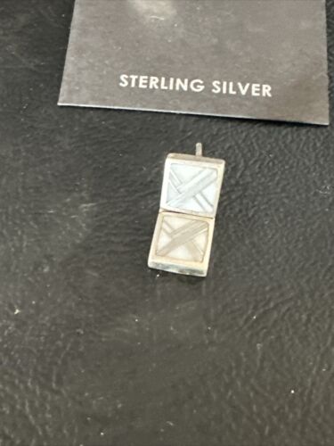 Navajo White Buffalo Turquoise Inlay Post Earrings | Sterling Silver | Authentic Native American Handmade | 15312