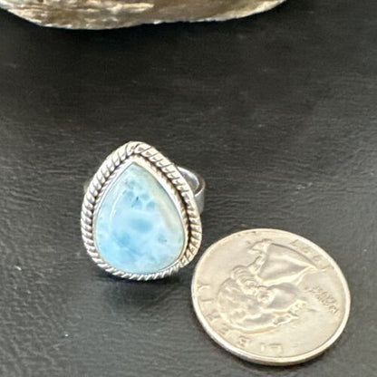 Navajo Blue Larimar Ring | Sterling Silver | Sz 6 | Authentic Native American Handmade | 16605