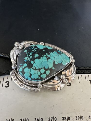 Men's Blue Spiderweb Turquoise Bolo Tie | Navajo Sterling Silver | Authentic Native American Handmade | 15007