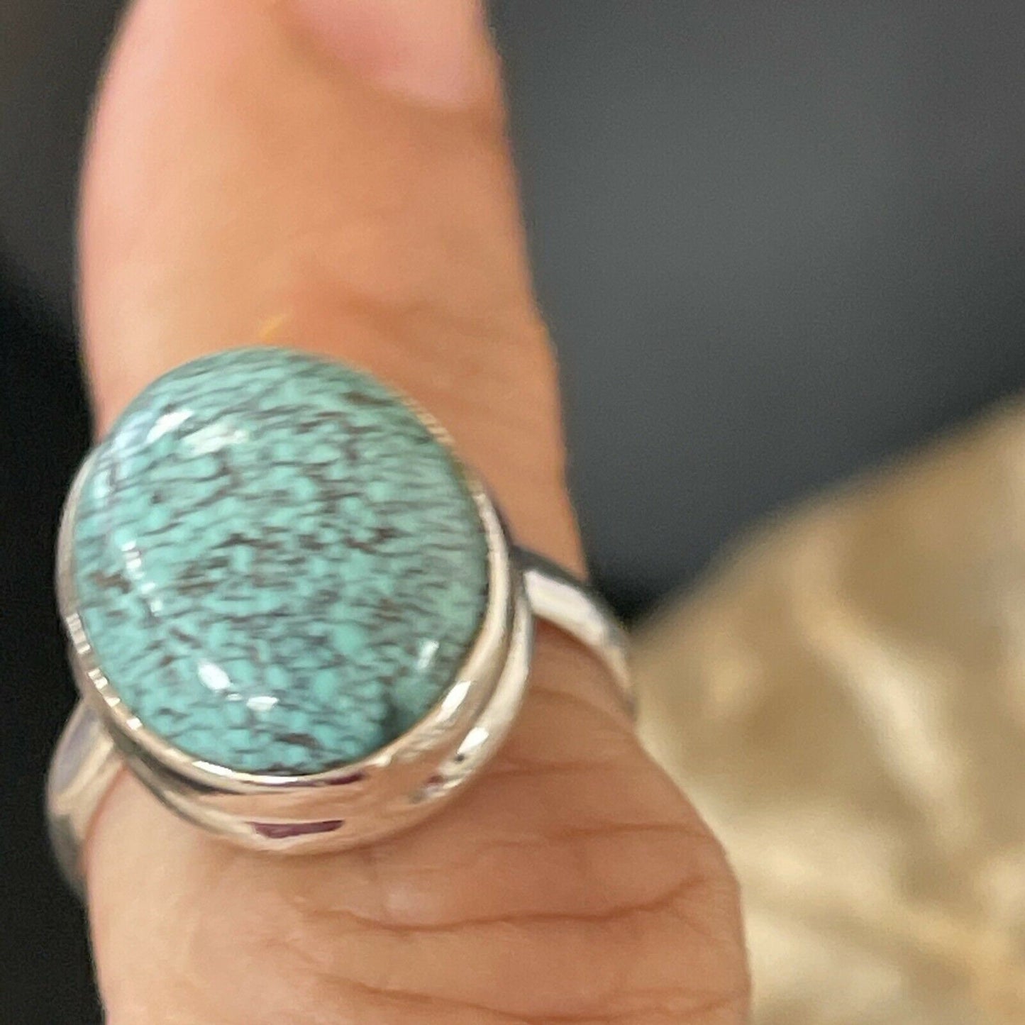 Navajo Spiderweb Blue Turquoise Ring | Sterling Silver | Sz 6.5 | Authentic Native American Handmade | 11438
