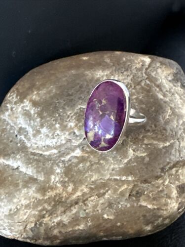 Southwestern Navajo Purple Mojave Turquoise Ring | Sterling Silver | Sz 8 | 15603