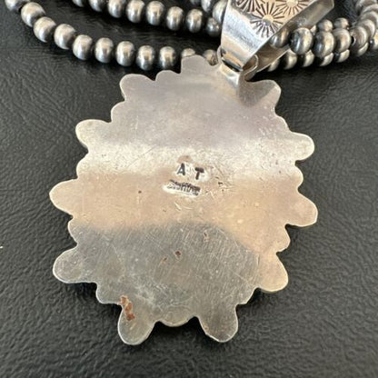 Navajo Wild Horse Turquoise Pendant | Sterling Silver | Native American Handmade | 17149