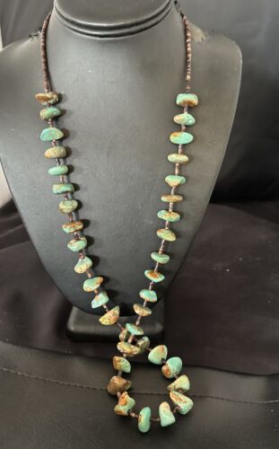 Navajo Royston Turquoise Shell Heishi Bead Necklace | Sterling Silver | 30" | 16955