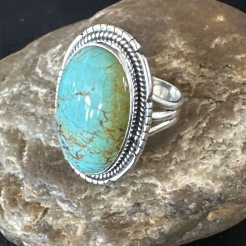 Blue #8 Turquoise Navajo Ring | Sterling Silver | Sz 12 | Authentic Native American Handmade | 15504