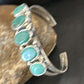 Women's Blue Turquoise 5-Stone Cuff Bracelet | Navajo Sterling Silver | Authentic Native American Jewelry | 16279