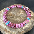 Navajo Purple Sugilite Turquoise Bead Bracelet | 6mm | Stainless Steel Memory Wire | Authentic Native American Handmade | 17613