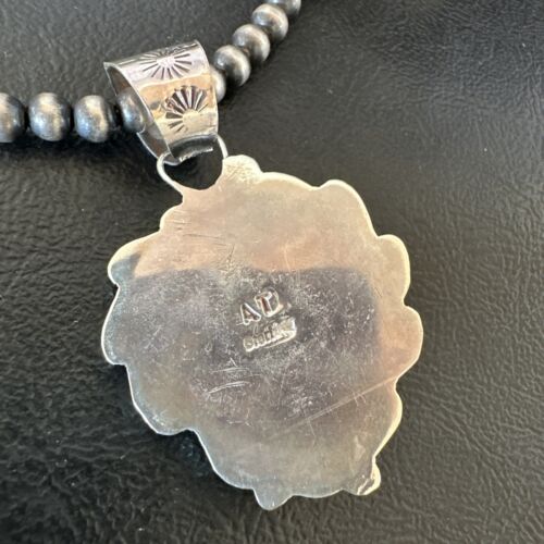 Navajo Orange Spiny Oyster Heart Pendant Necklace | Sterling Silver | Authentic Native American Handmade | 16297