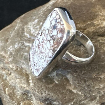 Navajo Wild Horse Turquoise Ring | Sterling Silver | Sz 7 Adjustable | Authentic Native American Handmade | 15544
